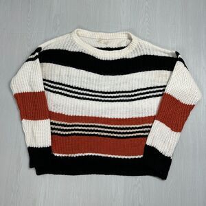 Kirundo Women's Oversized Colorblock Striped Crewneck Chunky Ribbed knit Sweater
